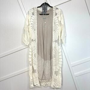 Rebellion Again Floral Embroidered Kimono Festival Boho Western Chic Sz: S